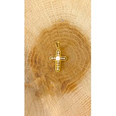 ΓΥΝΑΙΚΕΙΟΣ ΣΤΑΥΡΟΣ ΧΡΥΣΟ 14K με ζιργκόν και μαργαριτάρι στο κέντρο CRG122